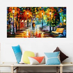 "Autumn evening rain" - Full solid round diamond art puzzle - 50x30 cm - 26 656 pcs 