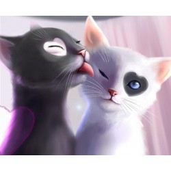 "Love in Black & White" - Cute full solid square diamond art puzzle