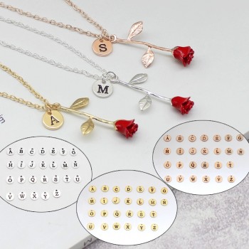 Clearance Sale: Personalized Red Rose Love pendant + chain